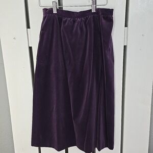 Vintage Velvet High Waisted‎ Midi Skirt 7/8 Purple Gothic Romantic Holiday Vamp